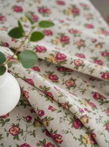 Bubaba 1 Piece Vintage Rose Floral Rectangular Tablecloth, Bohemian Rustic Farmhouse Style Linen Flower Print Home Decor, Suitable For Dining Room, Kitchen, Bedroom, Living Room, Events, Parties, Weddings, Festivals, All Seasons, Round Tablecloth - Multicolor - View 10