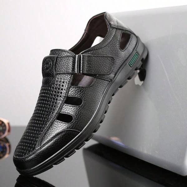 Men's Casual Outdoor Hollow Sandals Summer Perforated Leather Shoes