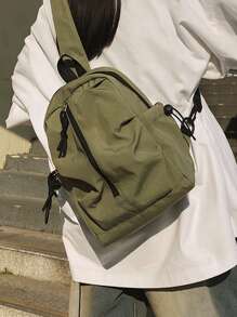 Couples Casual Large Capacity Solid Color Fashion Shoulder Bag, Sling Bag, Multi-Pocket Crossbody Bag - Multicolor - View 1