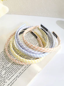 1/3/5 piezas Diademas escocesas para mujeres, aro para el cabello estilo francés retro, accesorios de cabello versátiles para lavarse la cara, uso al aire libre, para todas las estaciones - Multicolor - Ver 2