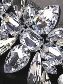 1pc Silver Fashionable Luxury Multi-Layer Geometric Rhinestone Necklace, Women Jewelry - Silver - View 3