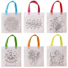 6/12 piezas Bolsas de regalo del Día de la Madre, paquete de bolsas de regalo personalizables DIY con el tema "La Mejor Mamá", manualidades hechas a mano, suministros para decoración de fiestas para liberar la creatividad (excluyendo marcadores de colores) - Multicolor - Ver 8