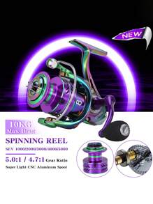 SOUGAYILANG 旋转式渔线轮 1000-5000 系列，高速旋转式渔线轮，齿轮比 5.0:1/4.7:1，旋入式手柄，轻便顺滑渔线轮，淡水咸水，适合旅行礼物度假鲈鱼鳟鱼垂钓 - 彩色 - 查看 3