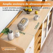 Gabinete de cubiertos multifuncional, gabinete de almacenamiento tipo buffet para cocina, aparador para sala de estar y comedor - Blanco - Ver 7