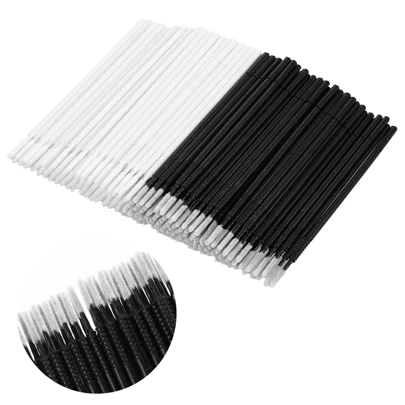 400pcs Microswabs For Eyelash Extensions,Disposable Lash Extension Supplies 2mm Microbrush Applicators Precision Micro Brush,Long Microfiber Tips Micro Applicators Brushes(White X 200 And Black X 200)