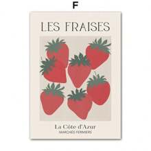 1 件水果市场橙子樱桃柠檬墙壁艺术帆布画北欧海报和印刷品复古墙壁画适用于客厅装饰无框架 - 彩色 - 查看 18