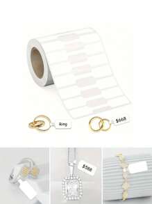 5 Volumes 2500 Stickers Jewelry Price Tags Stickers Roll For Necklace Ring Display Labels, Blank Self Adhesive Identification Tags, Price Marker Labels Accessories Display Paper (1 Roll, 500 Labels/Roll)