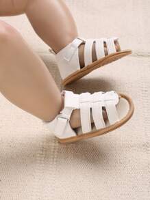 1 Pair White Summer PU Rubber Sole Anti-Slip Sandals For 0-1 Year Old Infant - White - View 7