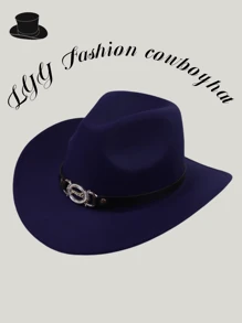 1pc Tie-Dye Letter Casual Bohemian Retro Vintage Elegant Cute Polyester Solid Color Western Cowboy Party Cap, Unisex Fedora Hat For Gathering, Festival, Outdoor Riding