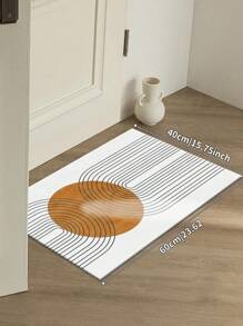 1 pieza Alfombra de terciopelo cristal con patrón geométrico moderno gris, 1000g/㎡, rectangular, antideslizante y lavable, adecuada para pasillo, sala de estar, cocina, comedor, oficina, para todo el año