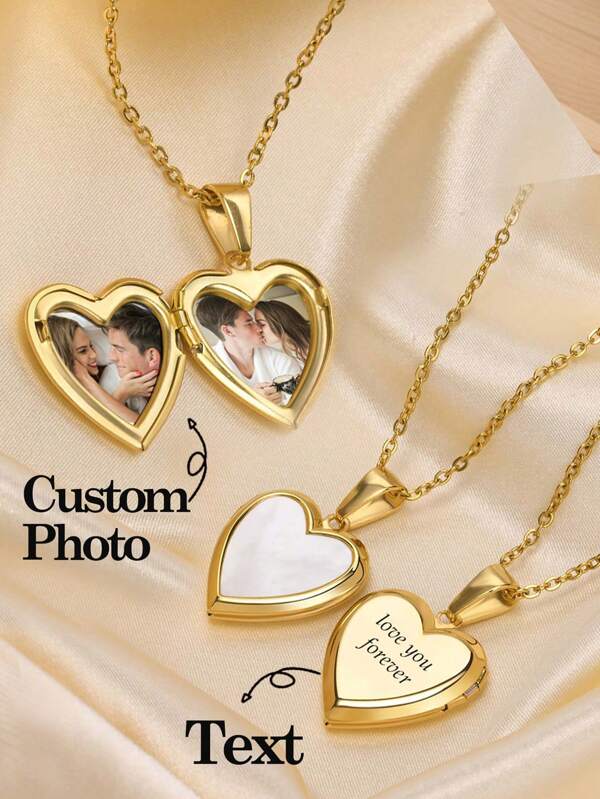 1 Stück Herz-Medaillon-Kette mit Fotos, Geschenk zum Vatertag, Geschenkidee für Väter, Fotokette, individuelle Kette, buntes, personalisiertes Herz-Halskette als Geschenk zu Muttertag, Valentinstag, Geburtstag, Jahrestag, Abschluss, Weihnachten für Freunde, Schulmaterial, Rückkehr zur Schule, fürs Büro, für die Schule, für den Klassenraum, als Lehrergeschenk, für die Universität, für Kollegen, für Studentenwohnheime, für Lehrer, für Jungen und Mädchen, für Teenager, Hauptschüler, Oberschüler, Studenten, Erstis, Zweitsemester, Underclassmen