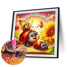 1 szt. Duży rozmiar 40x40 cm/15,7 x 15,7 cala bez ramki DIY 5D Sztuczny diamentowy obraz artystyczny Kwiat Owad, Pełne malowanie kryształkami, Zestawy do haftu diamentowego, Ręcznie robiony wystrój ścienny do domu, pokoju i biura