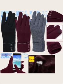 1Pair Winter Thickened Warm Gloves For Unisex, Waterproof, Windproof, Touch Screen Compatible, Button Closure, Ideal For Skiing, Hiking, Cycling, And Outdoor Activities In Extreme Cold Weather Conditions