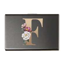 Metal Card Box Holds 6 Card Cases Men RFID Blocking Metal Slim Wallet Credit Card Holder Slim Wallets Money Bag Card Cover Initial Name A To Z Letter Printing Anti-Scan Credit Card Holder Thin ID Case - Black - View 14