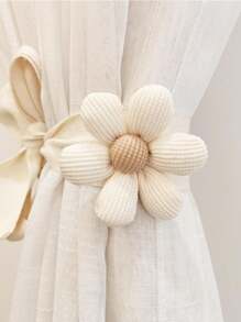 1pc/2pcs/4pcs-2pcs (Beige + Brown) Nordic Minimalist 3D Floral Children Window Curtain Tie Backs, Car Curtain Tiebacks, Mosquito Net Binding Ropes