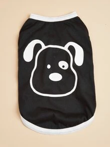 Tops de tirantes con diseños divertidos, ropa para mascotas de unicolor, estampados en blanco y negro