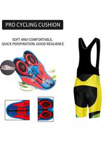 FASTHOUSE 1pc High-Quality Powerband Men's Cycling Shorts With 9D Padded Breathable Bib, Suitable For Cycling - Black - View 2