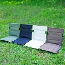 1 pieza Cojín de asiento con respaldo integrado para exteriores, silla plegable para camping y jardín, silla individual portátil para el ocio, para viajes y la playa