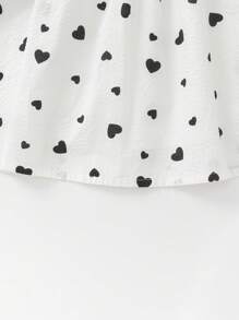 Balabala Girls' Puff-Sleeve High-Waist Dress, Cotton A-Line Summer Outfit - White and Black - View 6