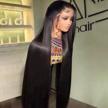 Uveous 30 40 Inch 250 Density Bone Straight 13X6 Hd Lace Frontal Wig 13X6 Transparent Lace Front Pre Plucked 100% Human Hair For Women Bone Straight Lace Front Wig Human Hair - Natural Black - View 2