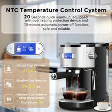 Havato Espresso Machine 20 Bar, Professional Espresso Maker With Milk Frothing Steam Wand, Compact Coffee Machine With 45oz Removable Water Tank For Cappuccino, Latte, Gift, Black