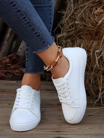 2025 Spring New White Skateboard Shoes For Women, Fashion Versatile Breathable Sports Casual Sneakers, Ins Style