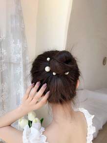 3Pcs/5Pcs/6Pcs Faux Pearl Decor Hair Tie, Hair Bobbles, Hair Band, Hair Accessories Scrunchies, Multifunctional Hair Styling Tools, Elegant Elastic Rubber Band, Elastic Hair Bands For Women, Suitable For Bun & Ponytail, Won't Damage Hair, Reusable, For Daily Wear, Casual, Party, Work, School, Dating, Travel, Gifts For Mom, Friends, Couples, Classmates