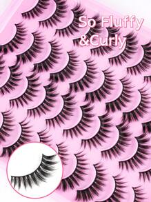 20 Pairs Natural Looking Fluffy False Eyelashes, Faux Mink Eyelashes, Cat Eye Lashes, Soft & Reusable Eyelash Strips