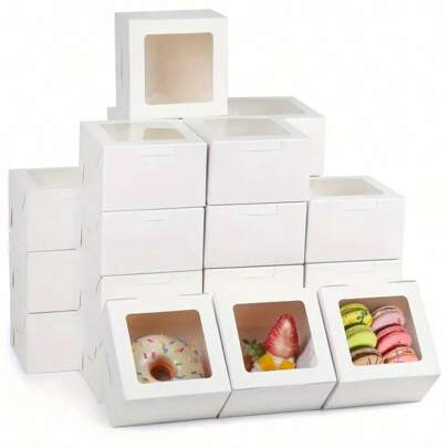 5pcs 4-Inch Basque Cheesecake Box, Birthday Paper Cupcake Box 15.2*15.2*7.7cm Paper Packaging Box For Daily Pastries, Minimalist Style, Suitable For Cookies, Candies, Chocolates, Donuts