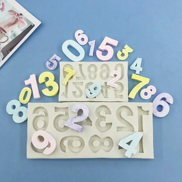 3D Silicone Number Molds 0-9, Lollipop Baking Fondant Decoration Tools, Plaster, Candle Wax Silicone Molds
