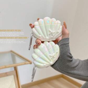 Silicone Seashell Protective Case Compatible With Apple & Galaxy Buds 3 Pro Bluetooth Earphones, Anti-Drop
