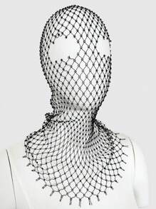 Fashion Accessories Rhinestone Stretch Mesh Hood Hood Bandana Holiday Carnival Flash Rhinestone Mask Woman - Black - View 13