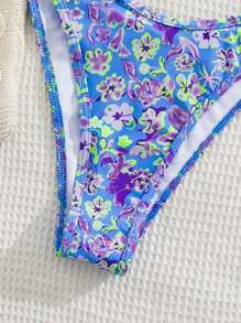 New Soft Fabric Printed Halter Tie Bikini Set, Elegant Party Beach Fashion For Ladies