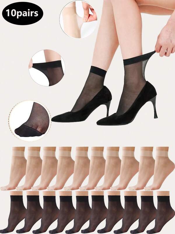 10 أزواج من جوارب نسائية رقيقة معادية للتشبث ، جوارب قصيرة صيفية وربيعية غير مرئية