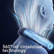 [3rd Gen Neck Hanging Fan] 100-Speed Vortex Airflow Hands-Free Cooler - Ultra-Light USB-C Rechargeable Bladeless Fan For Gym/Travel/Office, Noiseless 3D Cooling & Ergonomic Fit