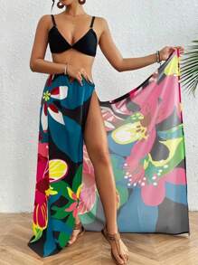 1pc Kleurrijke Print Sexy Vrouwen Strand Wikkelrok, Cover-Up, Afslankende Rok Voor Vakantie, Zwemmen, Feest