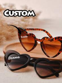 Personalized Custom Name Fashion Bridal Fashion Glasses, Unique Bridesmaid Gifts, Bachelorette Party Gifts, Custom Heart Shaped Bridesmaid Fashion Glasses, Wedding Gifts, Heart Shaped Glasses Candy Color Frameless Fun Heart Shaped Glasses For Women Men Party Gifts, Stylish, Fashionable, High Quality, Modern - Multicolor - View 3