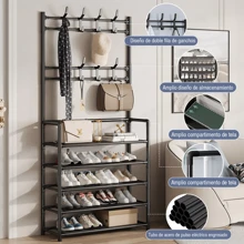Shoe Rack Organizer, Entryway Storage Shelf, Shoe Rack For Closet, Dustproof Storage Shoe Rack For Bedroom And Home, 3/4/5 Layers Choose - Black - View 6