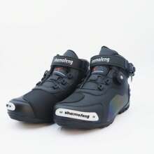 Men Motorcycle Riding Shoes Protective Design Adjustable Strap Secure Ride - 黑色 - 查看 5