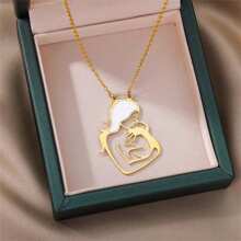 Vintage Baby Mother Mom Pendants Necklace Child Pregnant Heart Gold Color Stainless Steel Chain Gift For Women Jewelry