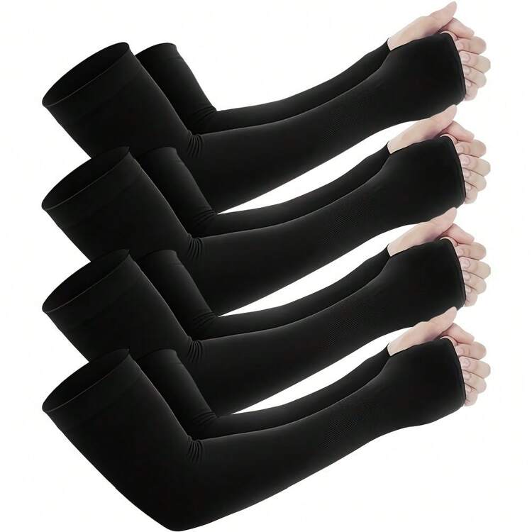 1 对/4 对/5 对男女通用防紫外线臂套，紧身手臂压缩，适合高尔夫、篮球、骑自行车、钓鱼、驾驶、跑步、划船、园艺 - 純色 - 查看 10