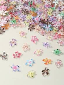 30Pcs Flower Nail Art Charms 3D Hawaii Flowers Nail Rhinestones Hibiscus Floral Nail Gems Colorful Flower Nail Diamonds Spring Summer Nail Jewelry Floral Nail Nail Supplies Nails