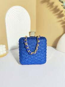 Luxury Rhinestone Square Evening Bag, Elegant Bling-Bling Clutch Purse, Women's Dress Handbag For Wedding Party Prom Banquet - Perfect For Carnival Mardi Gras Music Festival