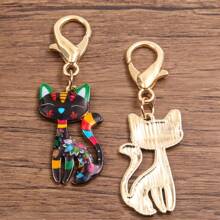 8pcs Classic Bohemian Style Flower Cat Keychain As A Gift For Cat Enthusiasts Suitable For Handheld Car Keychain Backpack Accessories Fashion Accessories Ideal For Daily And Party School Return Gifts - Lobster Hook Cat Pendant - View 2