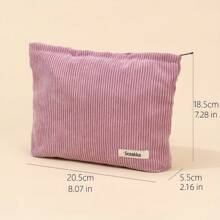 1pc Corduroy Travel Makeup Bag With Zipper, Perfect For Beauty Essentials, Lipstick Bag, Women's Makeup Bag, Small Bag Storage Makeup Bag, Pencil Case Makeup Brush Holder, Toilet Bag, Makeup Bag Beach Bag,Toiletry Bag Back To School