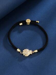 1 件女士绳状首字母手链，12 个星座手工可调节编织手链，珠宝礼物 - 黑色 - 查看 8