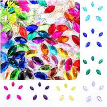 Szkło w kształcie navette, wielokolorowe, błyszczące, ręcznie robione, do szycia, kryształowe, ręcznie szyte, kryształki ozdobne, płaskie z tyłu, z otworami, klejnoty, akcesoria DIY, kamienie do przyszywania, strass do ozdabiania ubrań, sukienek, toreb, butów, broszek, kolczyków, rękodzieła
