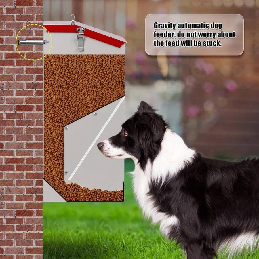 Galvanized Automatic Dog Feeder Large Breed Dog Food Dispenser For Large Dogs, 25lbs Outdoor Pets Feeder Gravity Food Feeder - 1 - View 1
