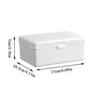 1 pieza Caja de almacenamiento con tapa abatible de plástico blanco, organizador a prueba de polvo para fotos, joyas, lápices labiales y útiles de oficina