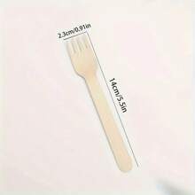 一次性桦木餐具、木制一次性叉子、餐厅用高品质一次性木叉、蛋糕甜点冰淇淋叉、天然、食品服务用品、可堆肥叉 - 彩色 - 查看 7